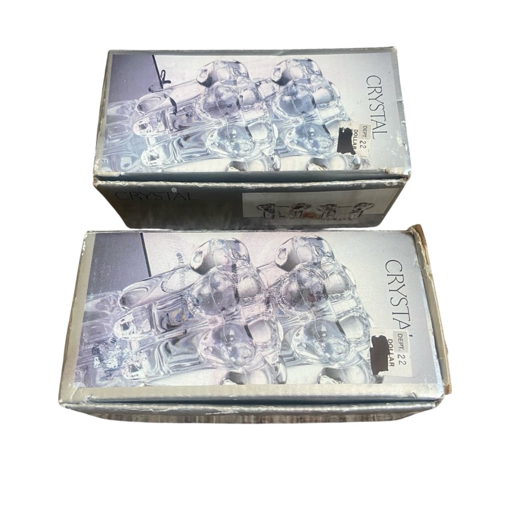 Set of 2 New Alco Crystal 2pc Candleholder Set Tapered & Votive Candle #0011